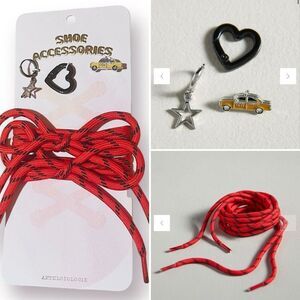 Anthropologie Shoe Charms and Laces Accessories Set Red OS